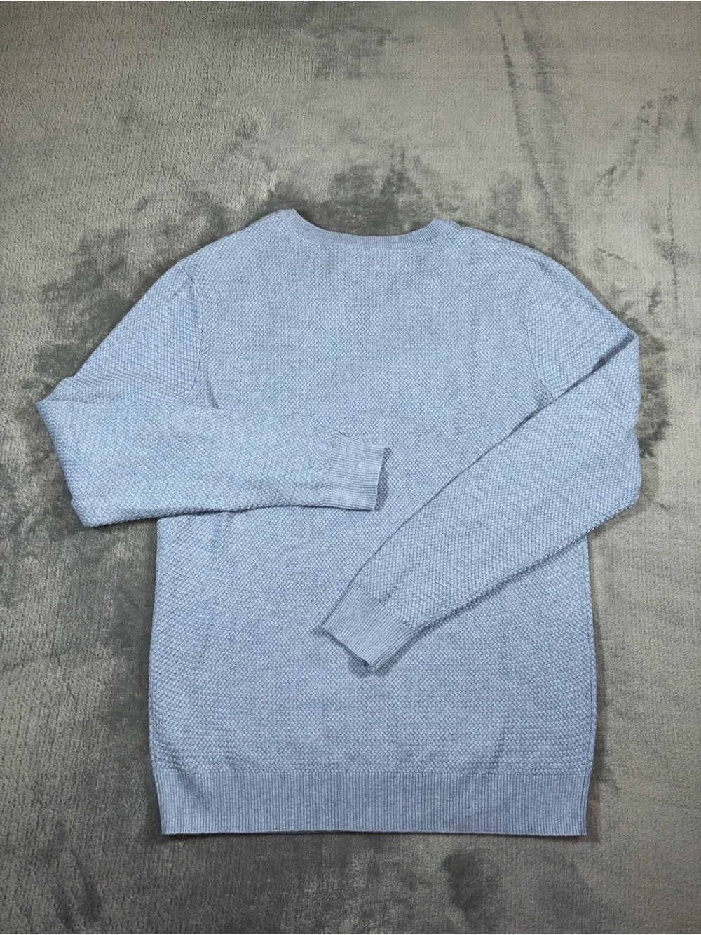 Men's Light Blue V-Neck Sweater Cotton Cashmere Blend